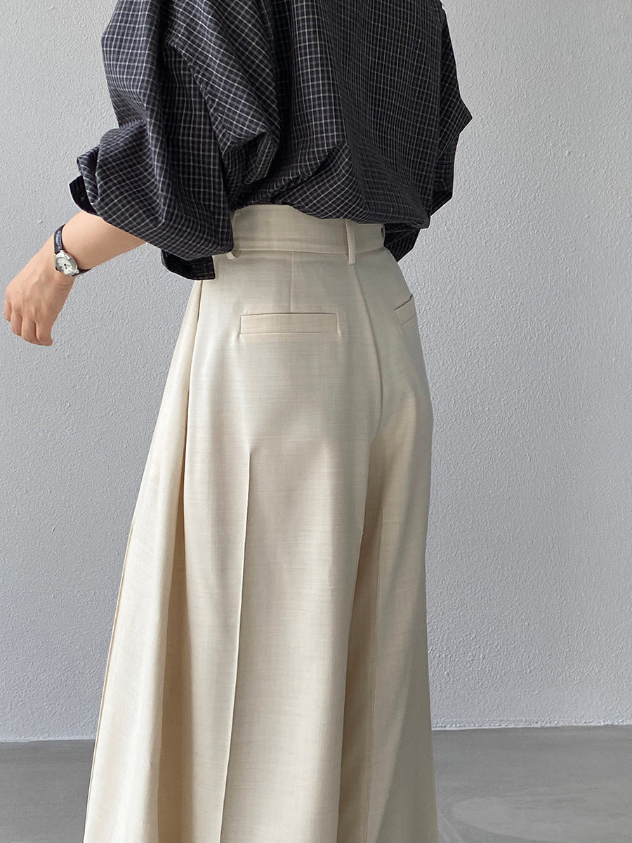 【cim1653】實拍秋日必備高腰壓褶大擺西裝褲251030