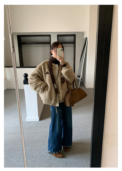 【H5526】實拍兩面穿|絨毛加厚棉服風衣外套251125