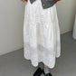 【cim7119】實拍純色小白裙~重工鈎花鏤空棉感傘裙240301