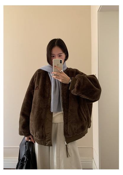 【H5526】實拍兩面穿|絨毛加厚棉服風衣外套251125