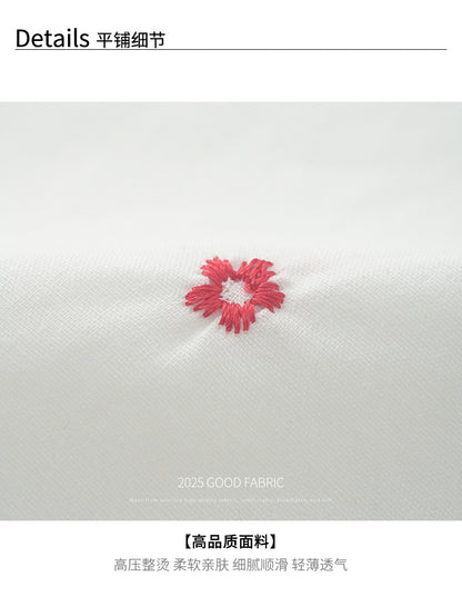 【H5355】實拍韓版小荷葉刺繡碎花襯衫250701