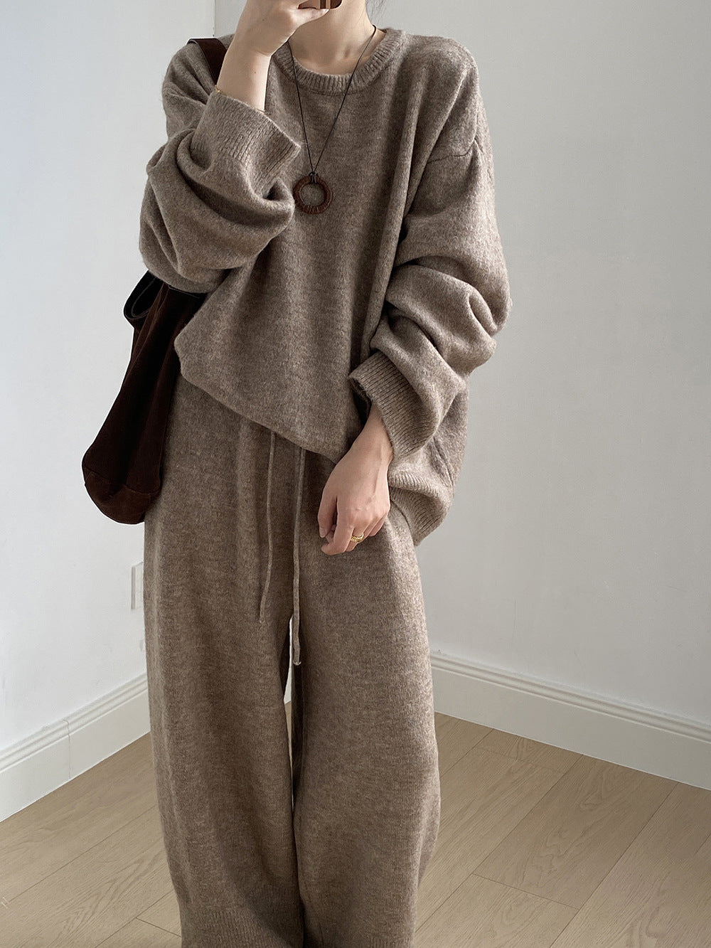 【YP1015】 實拍寬鬆針織毛衣＋休閒針織長褲 套裝251023