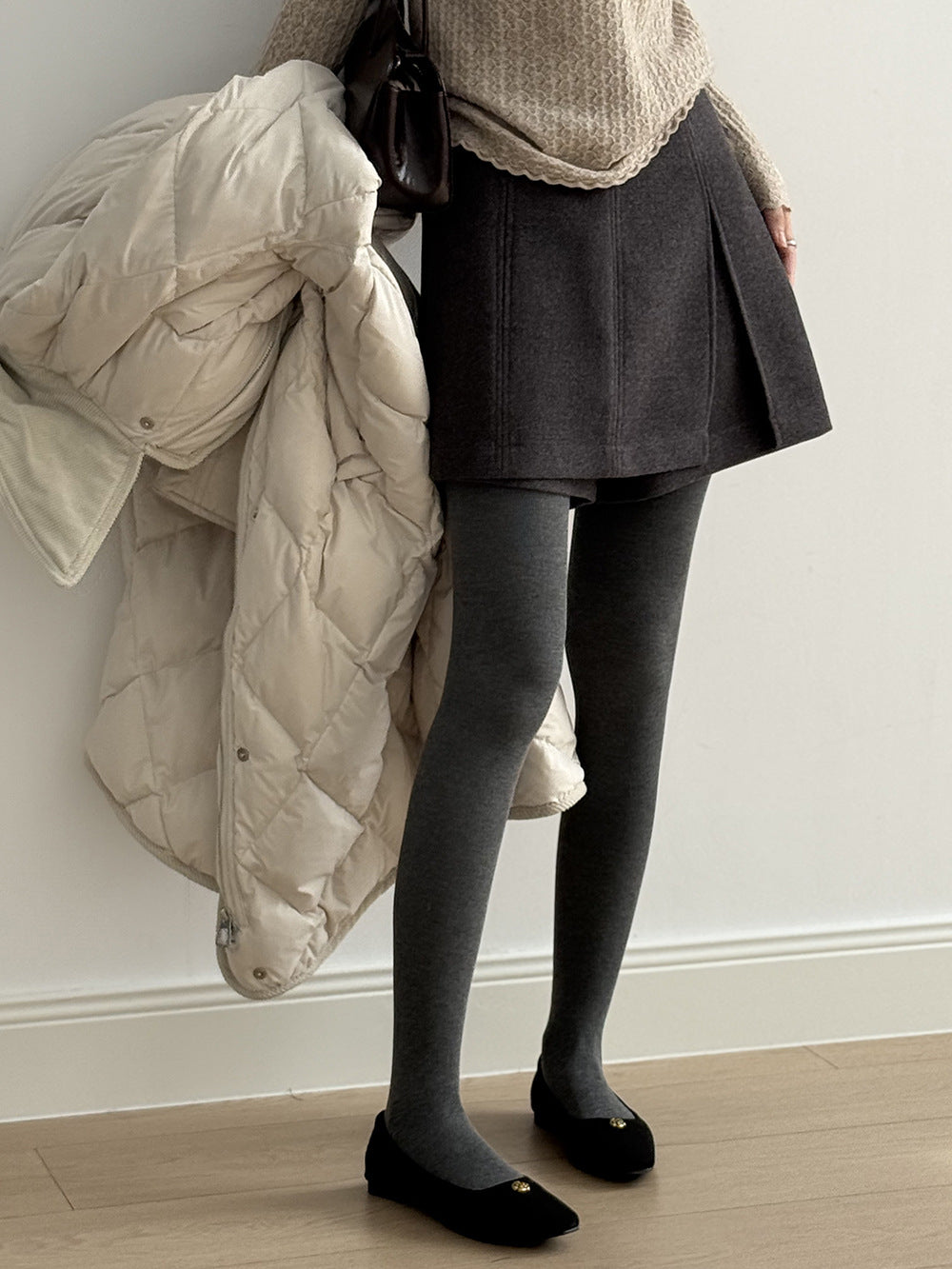 【Y82682】實拍冬季厚款毛呢高腰開叉裙褲 251106