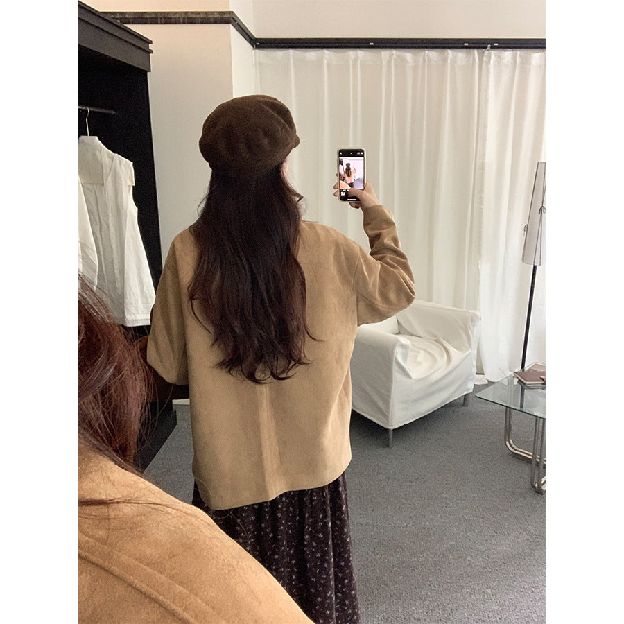 【H5493】實拍復古高領麂皮絨西裝外套251109