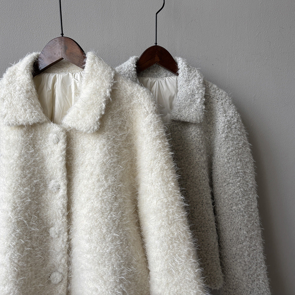 【Y8722】實拍高質感白鴨絨羊毛小香羊羔毛外套（白鴨絨90%)251106