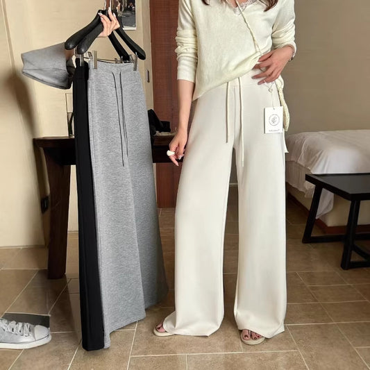 【LTM1622】實拍檸檬家韓系極簡日常☁️春夏百搭顯瘦垂墜感抽繩微彈休閒褲260330