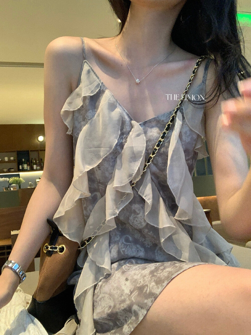 【L10356】實拍檸檬夏日法式度假風🏖️設計感百搭氣質荷葉邊休閒細肩帶洋裝260408