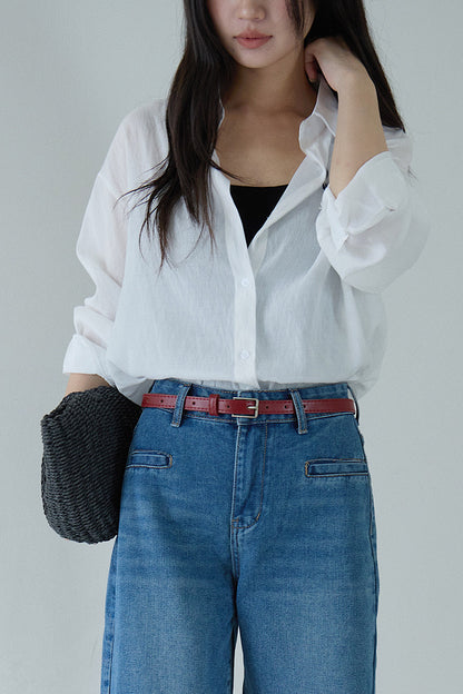 【LD11298】韓系慵懶鬆弛感☁️百搭小馬刺繡薄款純色長袖襯衫260519