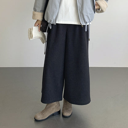 【LD11035】實拍S~L韓版寬鬆高腰毛呢加絨加厚九分褲251124