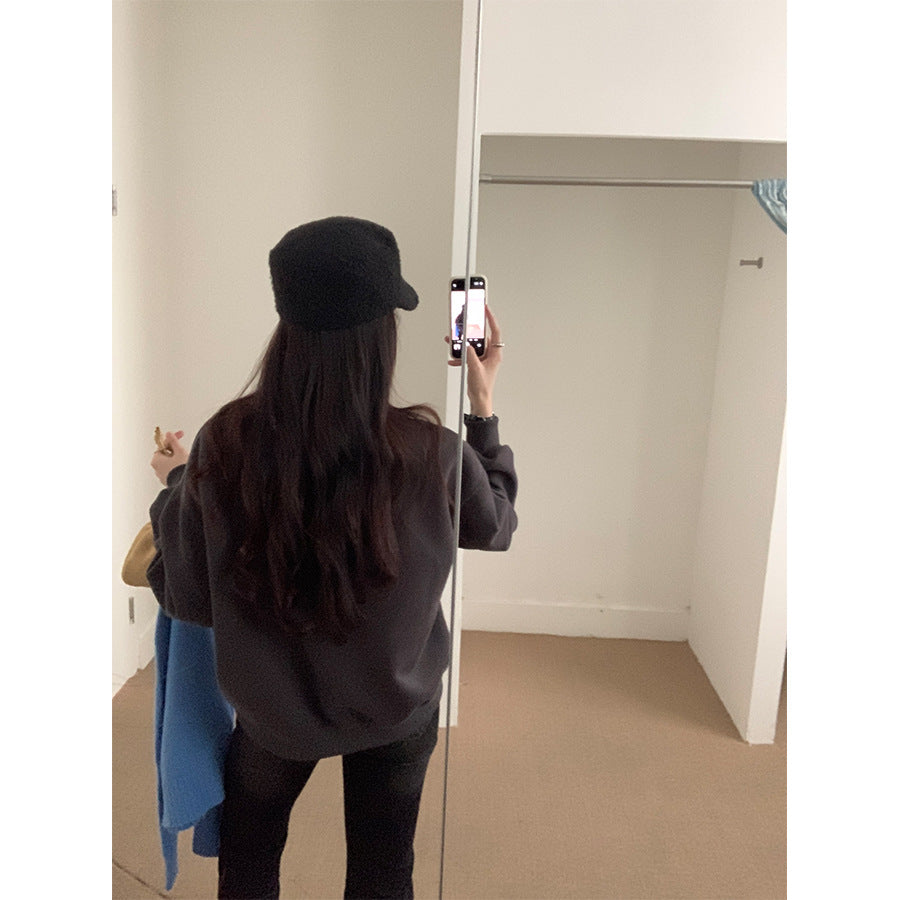 【H573】實拍美式汽車印花寬鬆圓領衛衣251021