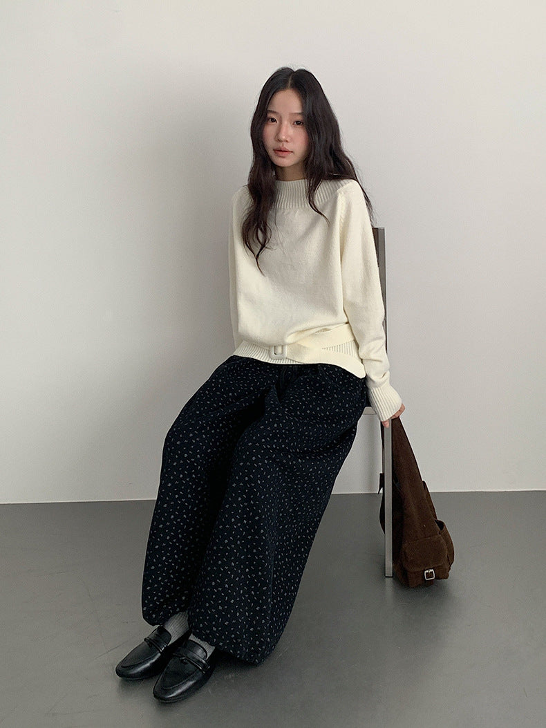 【LD11062】實拍慵懶高級感北極融針織毛衣（可拉一字肩）251209