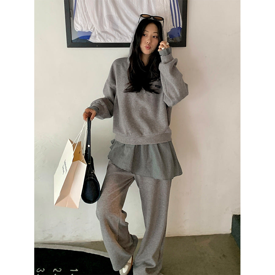 【H5395】實拍韓式連帽衞衣＋直筒衞褲＋屁簾(分開下單） 250902