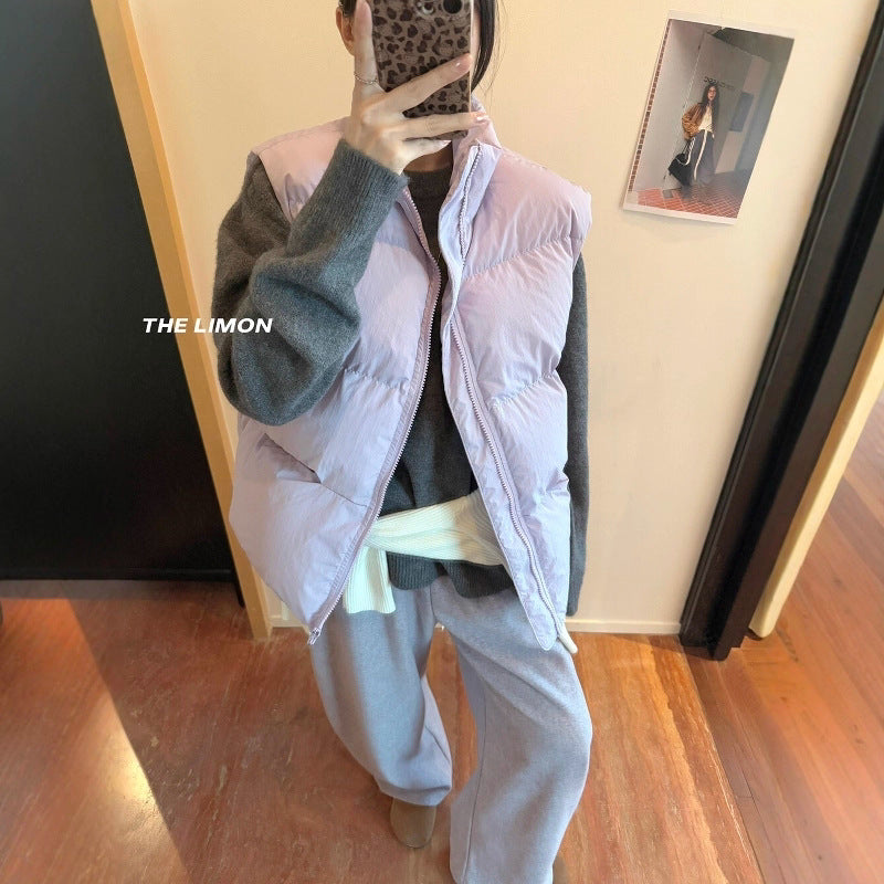 【L9309】實拍檸檬秋冬基礎款寬鬆百搭口袋拉鍊背心（內裡鋪棉）251117