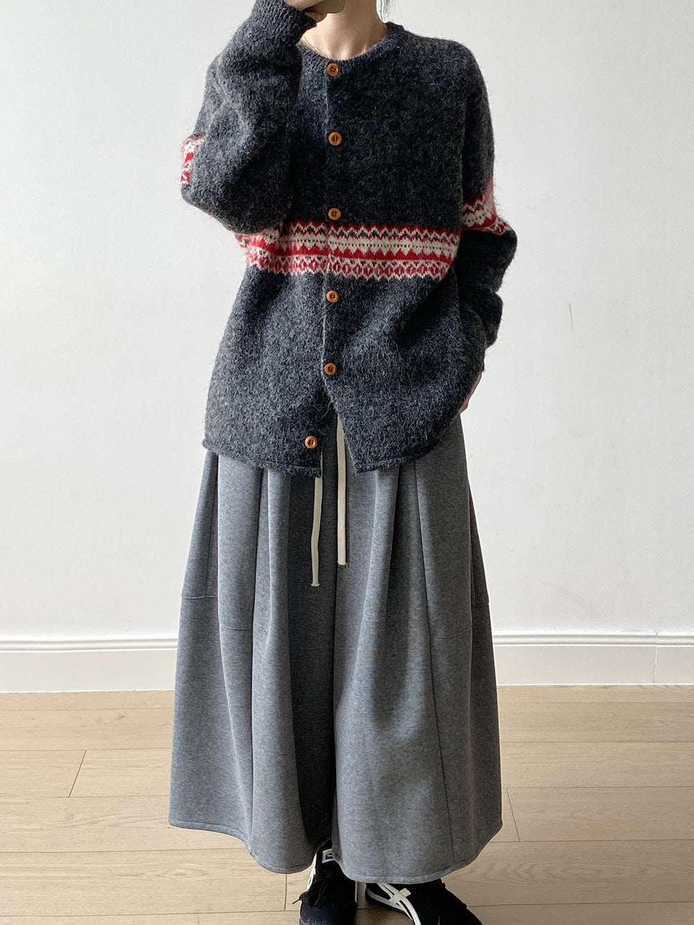 【Y82678】 實拍鬆緊腰抽繩顯瘦闊腿九分褲裙251023