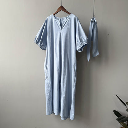 【Y82399】實拍 簡約舒適綁帶純棉休閒長徉裝250529