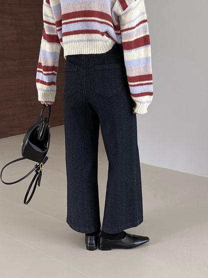 【cim6121】實拍超顯瘦顯腿直彈性九分黑色牛仔褲251030