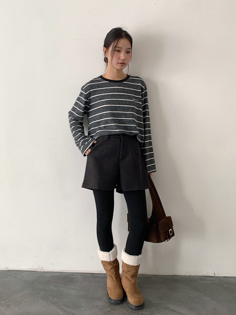 【LD11044】實拍厚款毛呢西裝短褲後鬆緊腰251202