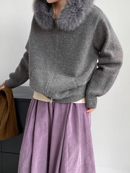 【cimz8321】實拍可拆卸毛領連帽拉鍊毛衣外套251128