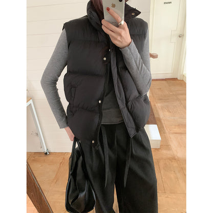 【H5474】實拍秋冬簡約立領保暖棉服背心251109