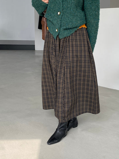 【cimz6381】實拍日系復古格紋內里加絨加厚A字裙251128