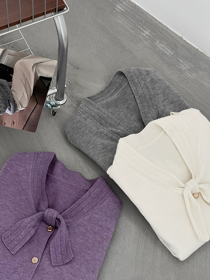 【cimJ8902】實拍氣質小香蝴蝶结針織開衫251114