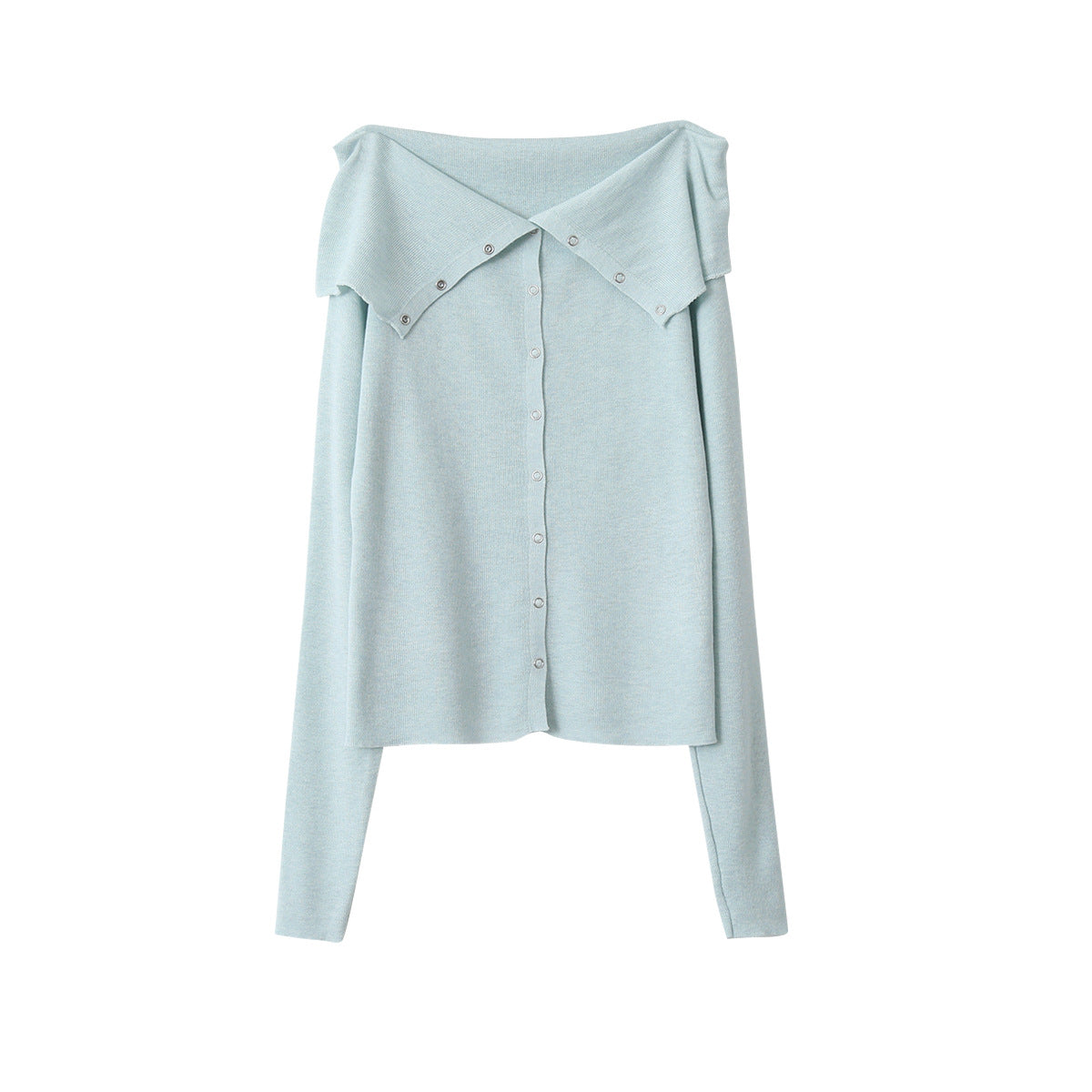 【LD11161】實拍氣質女神款！羊毛6%露肩長袖排扣針織衫260309