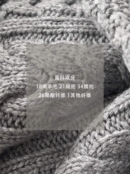 【cimz1398】實拍復古加厚保暖棒針麻花針織毛衣（棉羊毛17)251120