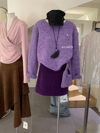 【L6873】實拍檸檬秋冬簡約軟糯保暖毛衣+針織手拎包251117