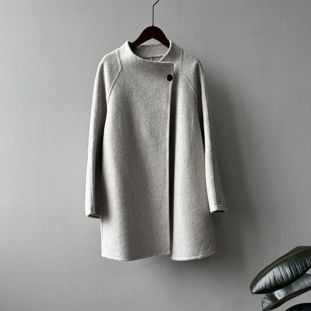 【Y8511】實拍高級感立領羊毛呢大衣外套（棉羊毛52%)251106