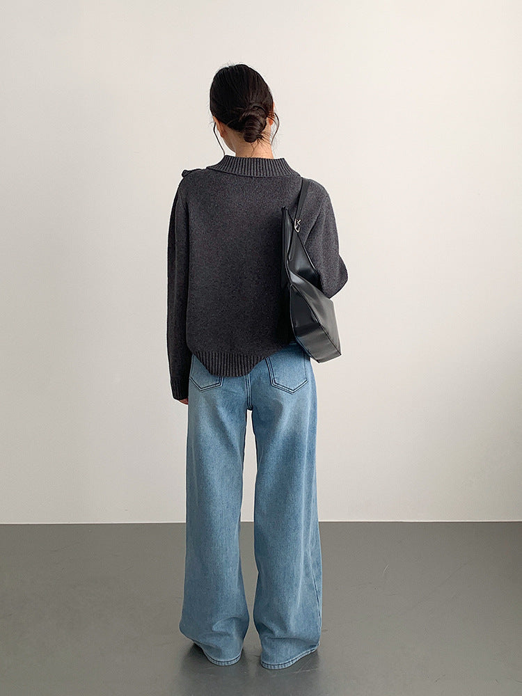 【LD11010】實拍S~XL復古加絨加厚高腰直筒牛仔褲251110