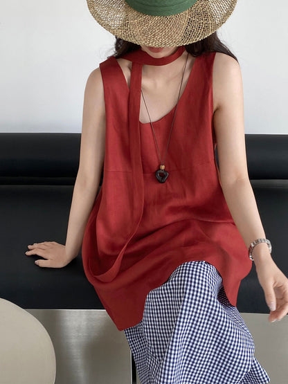 【cimzY819】法式復古女伶🍒復古無袖背心+顯瘦八分休閒褲260506