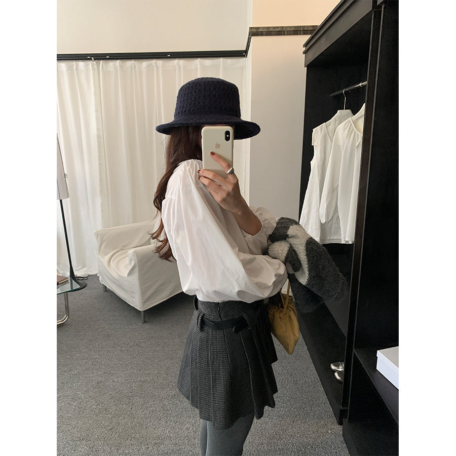 【H5492】實拍S~XL復古學院風磨毛百褶a字裙（內有安全褲）251109