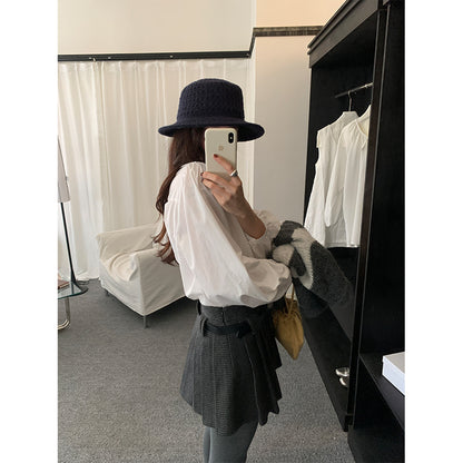 【H5492】實拍S~XL復古學院風磨毛百褶a字裙（內有安全褲）251109