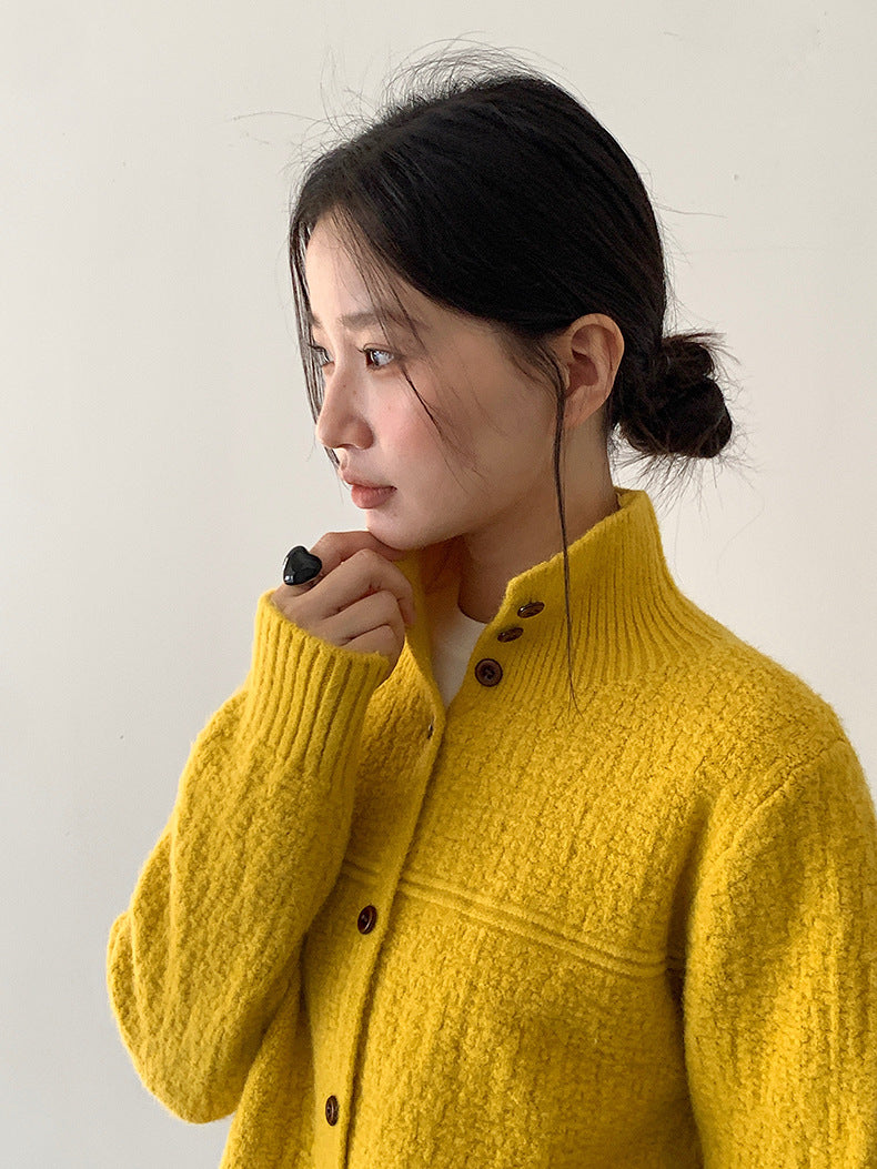 【LD11037】實拍高領開衫針織毛衣251202