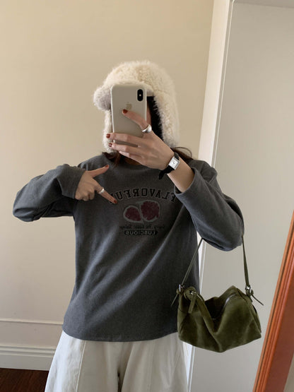 【H5497】實拍德絨加厚磨毛長袖T恤251118