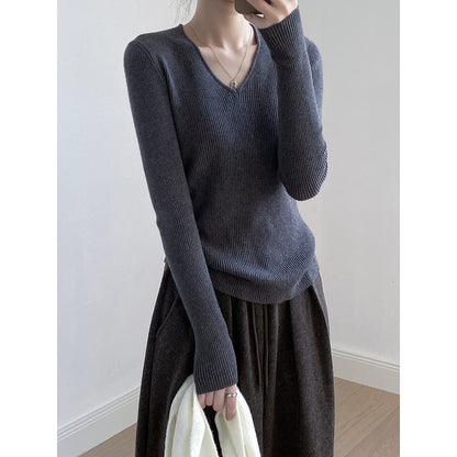 【YP313】實拍冬季氣質簡約v領針織衫251113