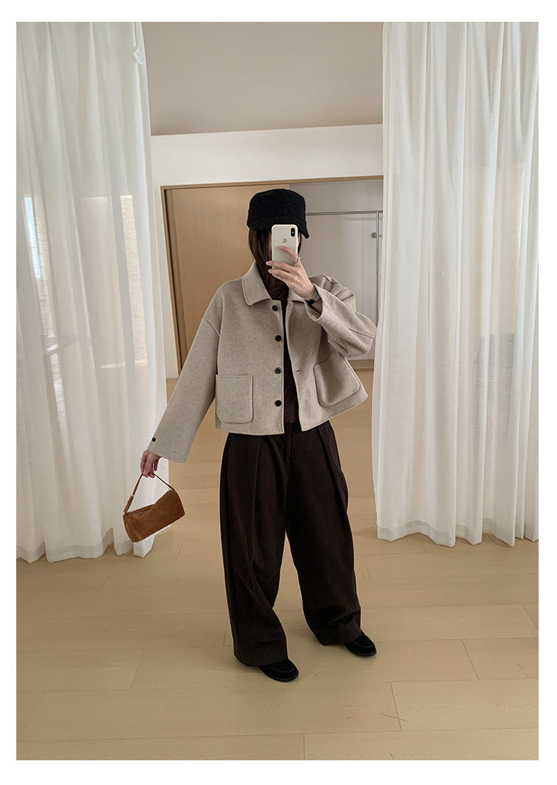 【H565】實拍高級感羊毛混紡羊絨手感外套大衣251021