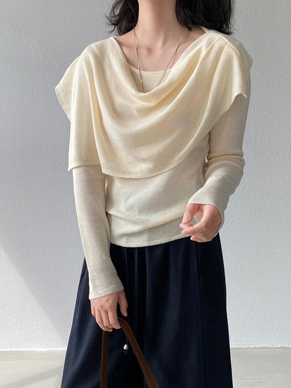 【cim396】實拍慵懶蕩領假2件披肩針織毛衣251030