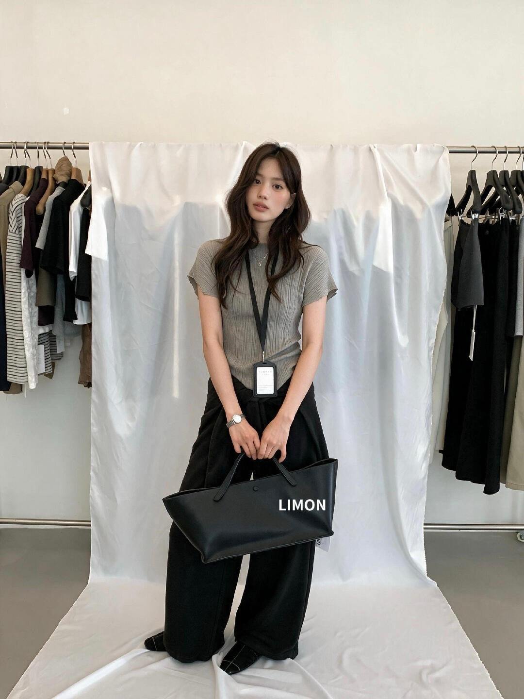 【LNM8589】檸檬家極簡質感・坑條肌理圓領短袖針織衫260909