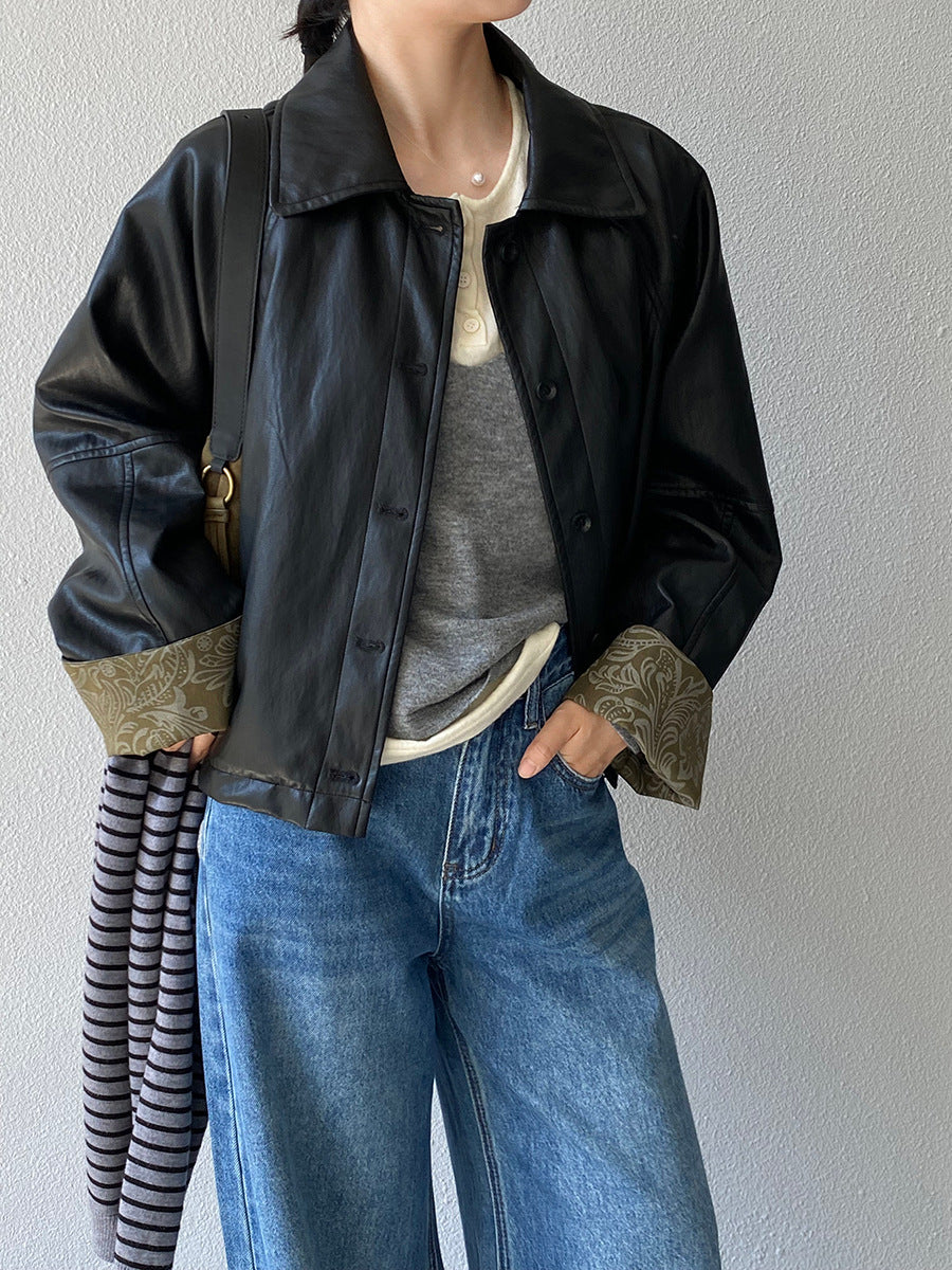 【cimz1667】實拍個性復古黑色工裝皮衣外套251120