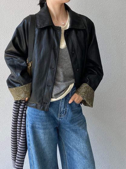 【cimz1667】實拍個性復古黑色工裝皮衣外套251120