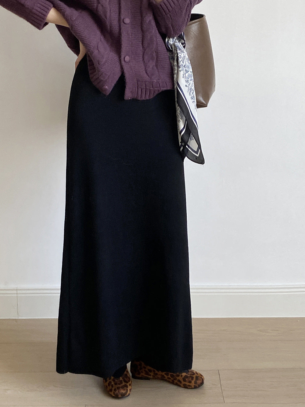 【YP682】 實拍高腰軟糯垂感針織長裙251023