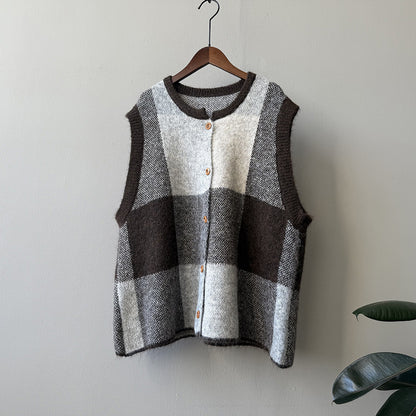 【YP2576】 實拍日系復古格子針織馬甲(含羊毛3%) 251023