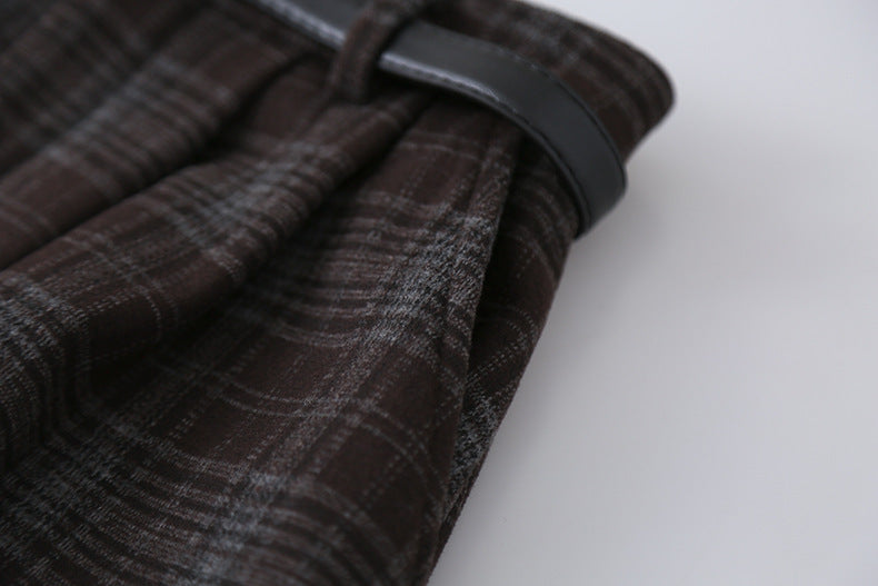 【LD11071】實拍氣質復古格紋毛呢a字裙251209