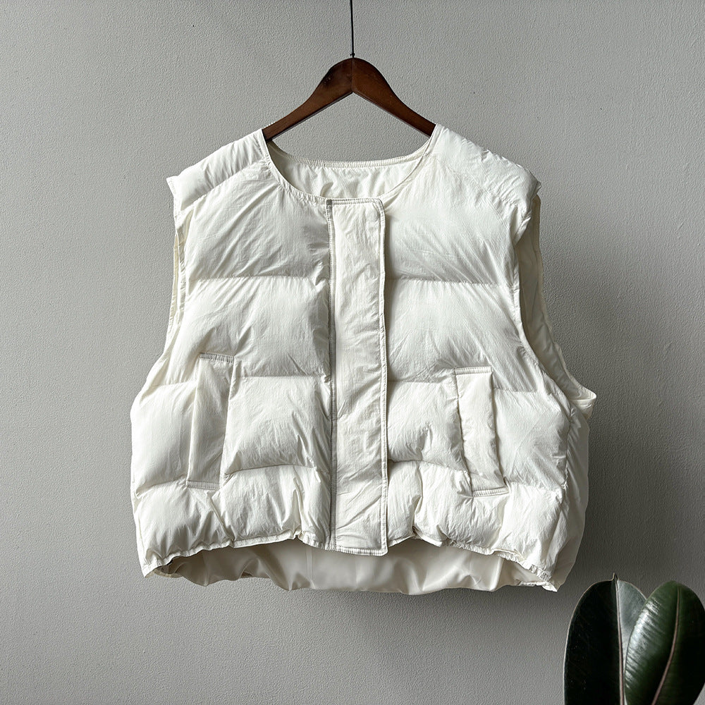 【Y82635】實拍秋冬簡約圓領棉背心251106