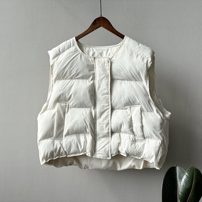 【Y82635】實拍秋冬簡約圓領棉背心251106