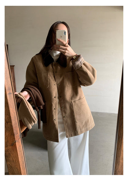 【H5500】實拍 復古燈芯絨加厚夾棉大衣外套251118