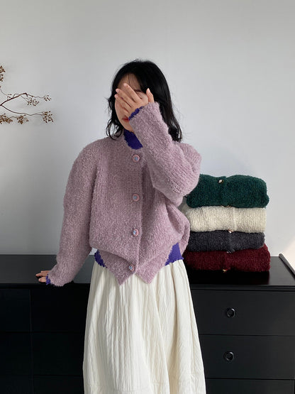 【cimz1391】實拍毛茸茸可愛羊毛針織毛衣開衫（羊毛14%)251201