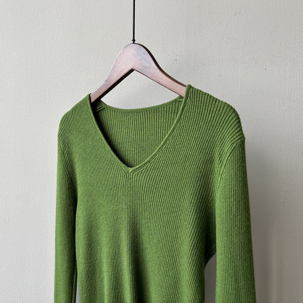 【YP313】實拍冬季氣質簡約v領針織衫251113