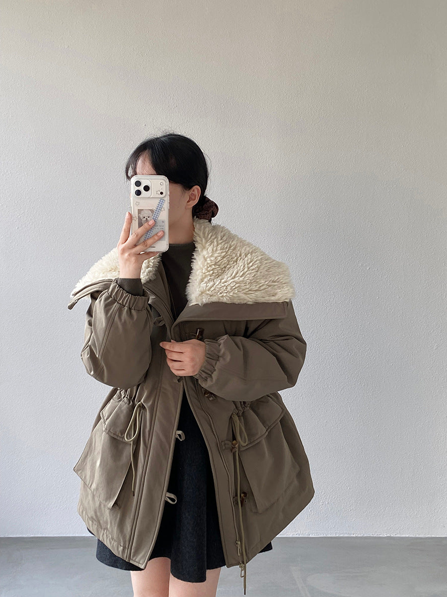 【cimz1727】實拍行走的火爐重工牛角扣大翻領工裝羽絨外套大衣(白鴨絨50)251120